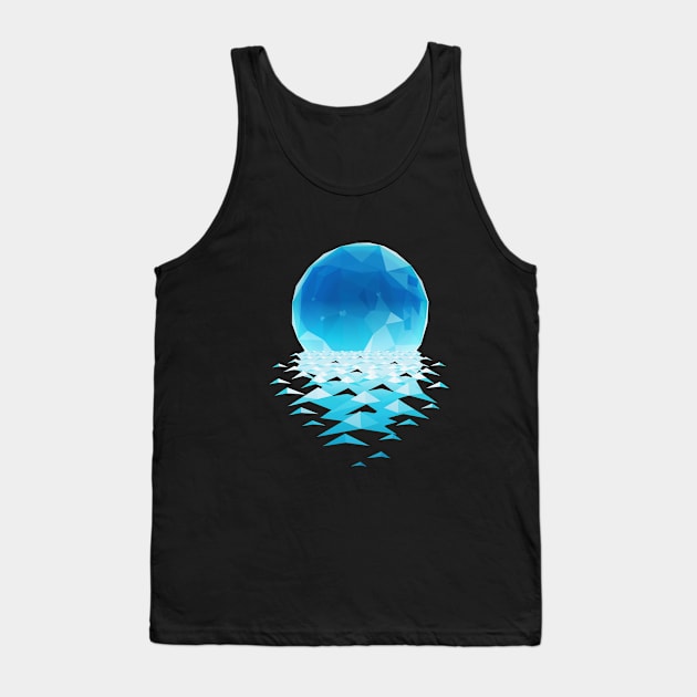 The moon is reflected in the water at night. polygonal Tank Top by MrMaster